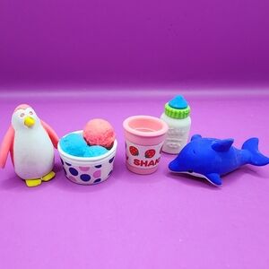 Iwako Erasers 1" Japanese Vintage Penguin Dolphin Ice Cream